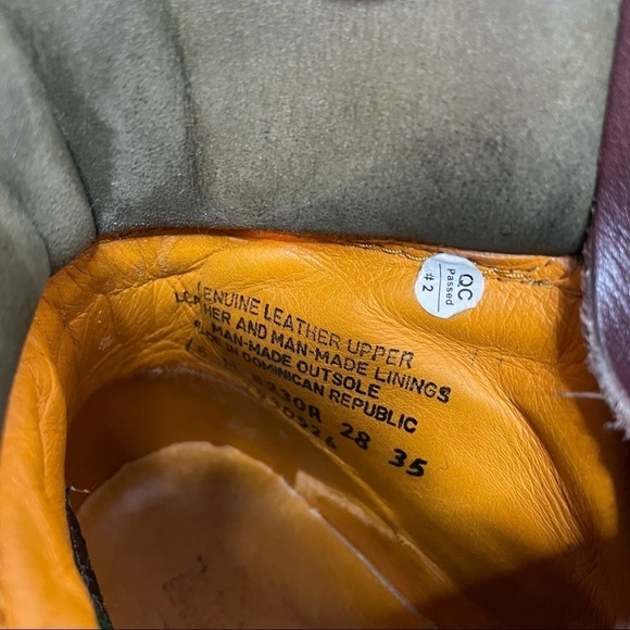 TIMBERLAND Burgundy & Green Leather Lace Up Boots 8.5 - Picture 8 of 10